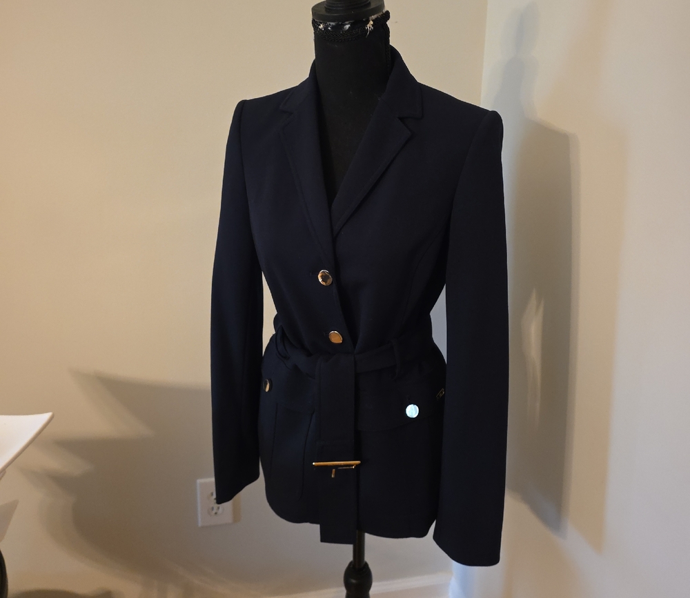 Calvin Klein Dark Blue Women's Belted Blazer. Size 4.
